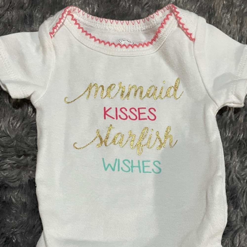 White onesie- mermaid kisses starfish wishes